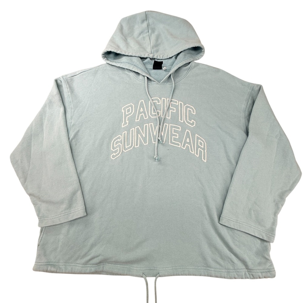 Pacific Sunwear PacSun Hoodie Women's Medium Blue Cropped Pullover Graphic Sweat